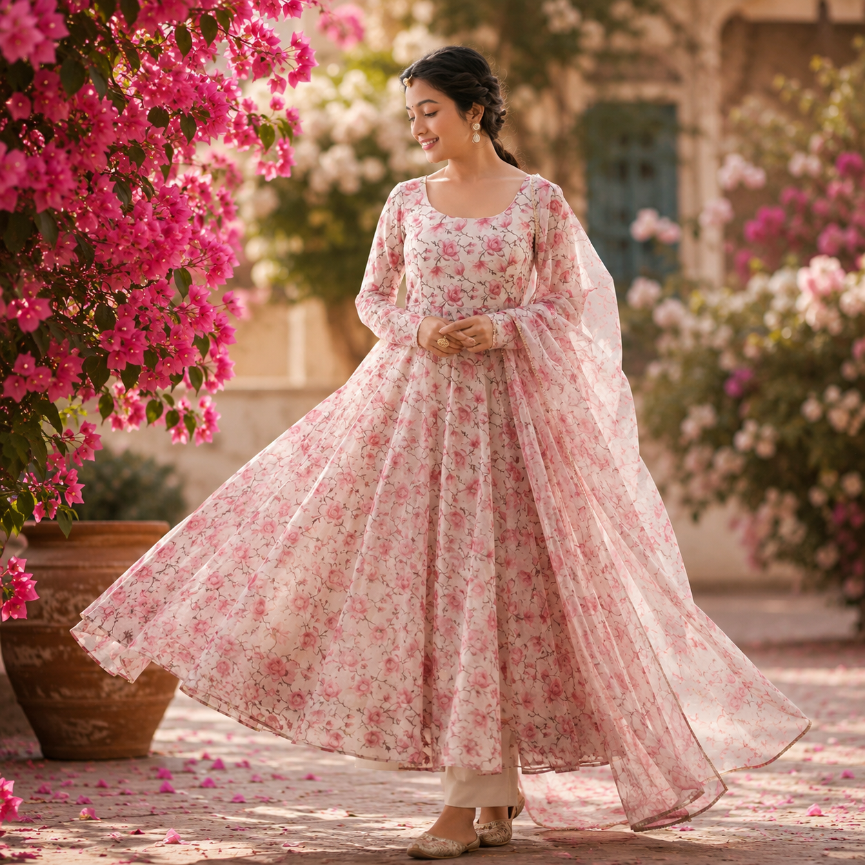 Anarkali flower printed gown gerogette