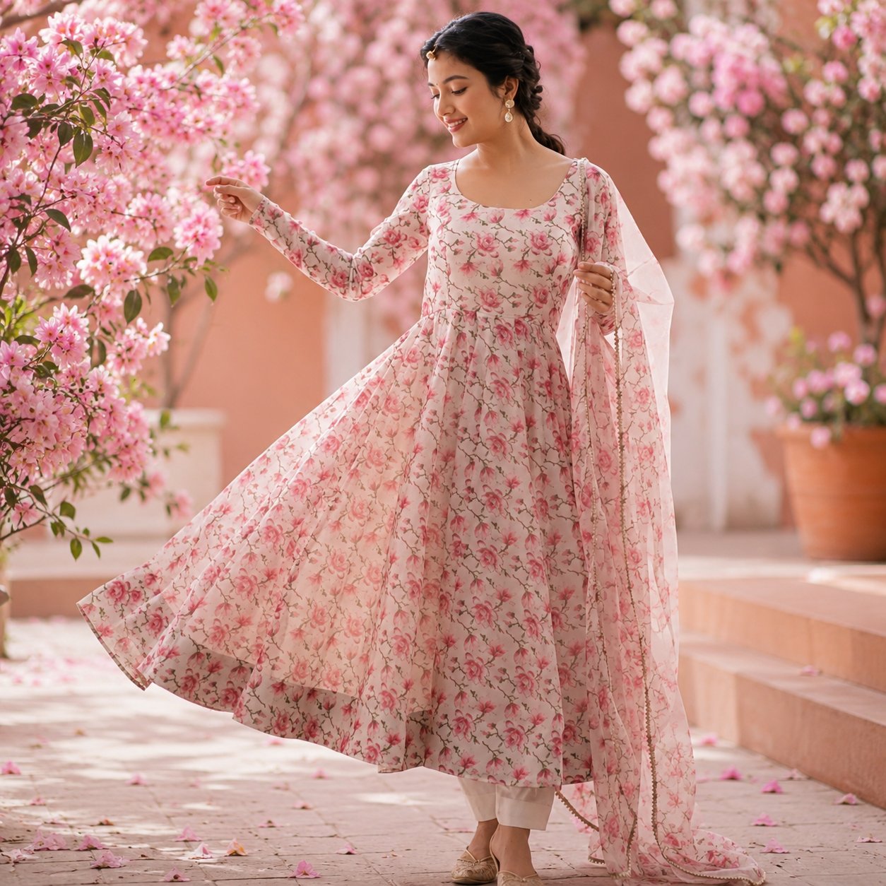 Anarkali flower printed gown gerogette