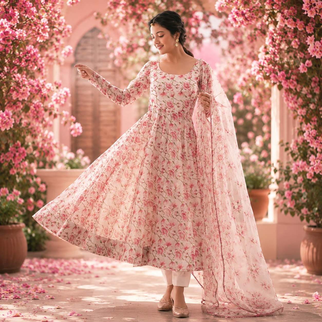 Anarkali flower printed gown gerogette