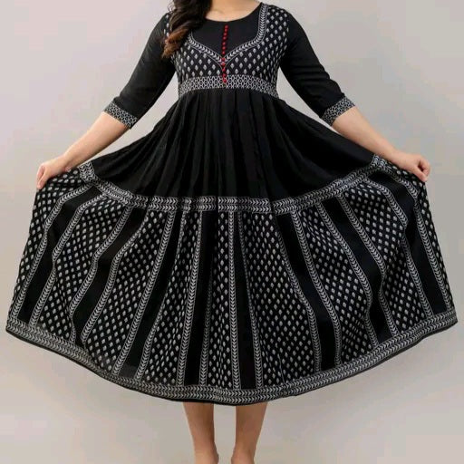 Chitrarekha Rayon Printed Anarkali Kurti for Women