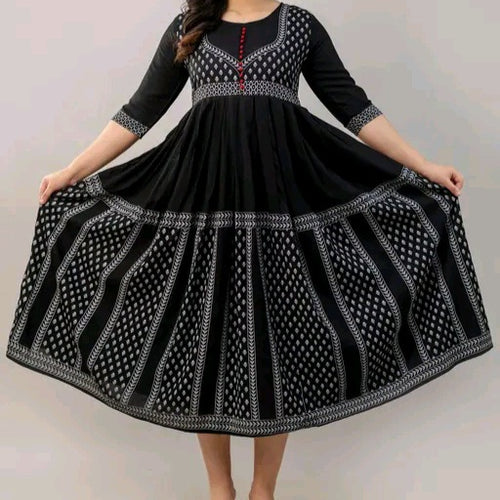 Chitrarekha Rayon Printed Anarkali Kurti for Women