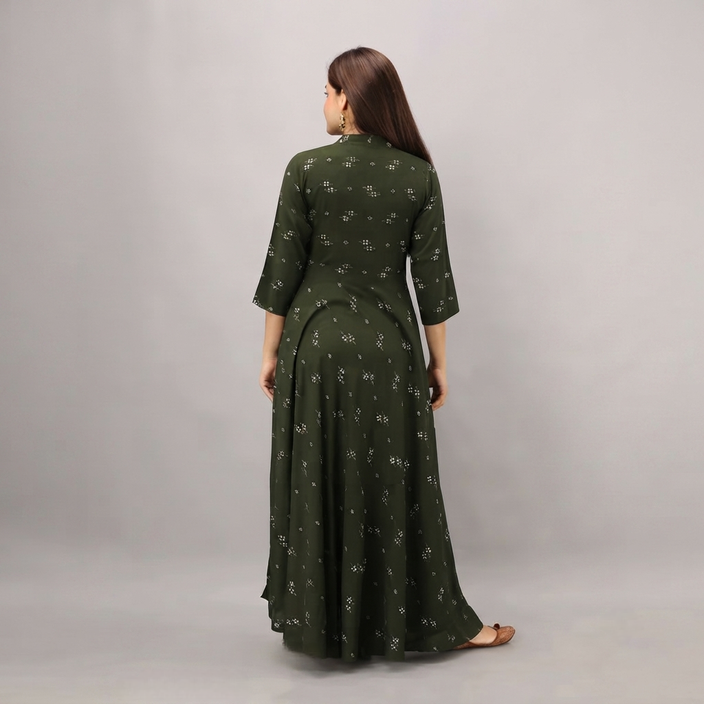 Women's Printed Rayon Long Anarkali Kurti